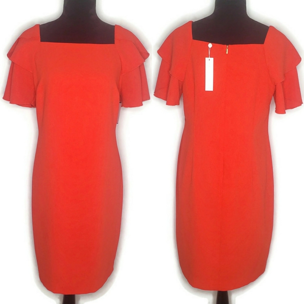 Trina Turk | Wander Short Ruffle Sleeve Dress Red